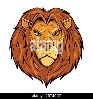 Wütender königlicher Löwe. Vektorillustration eines Wildtieres. Wütender Löwenkönig Stock Vektor