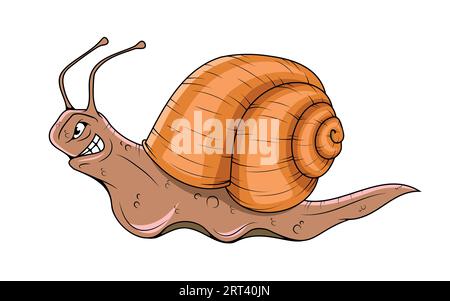 Angry Snail-Figur. Vektorillustration einer Karikaturschnecke Stock Vektor
