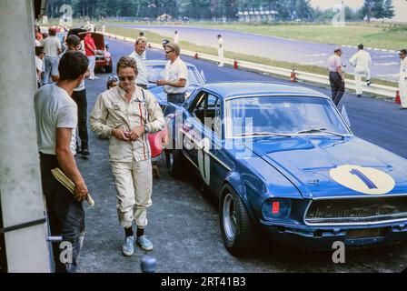 Jerry Titus fuhr einen Shelby Racing Ford Mustang bei der Watlins Glen Trans am 1968 und belegte den 1. Platz Stockfoto