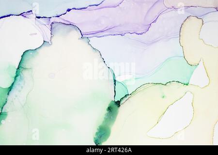 Das Bild ist mit Alkoholtinte bemalt. Kreatives abstraktes Kunstwerk mit durchsichtigen Tintenfarben. Trendige Tapete. Abstrakte Malerei, kann als verwendet werden Stockfoto