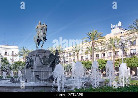 Denkmal für Miguel Primo de Rivera auf der Plaza del Arenal in Jerez de la Frontera, Andalusien, Spanien Stockfoto