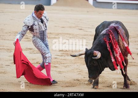 Der Stierkämpfer Paco Ramos während des Stierkampfes von Corrida de Toros auf der Plaza de las Ventas in Madrid, 10. September 2023 Spanien Stockfoto