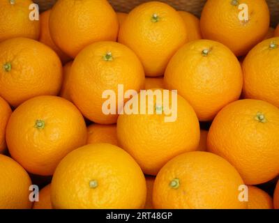 Orangen zum Verkauf auf dem Bauernmarkt Stockfoto