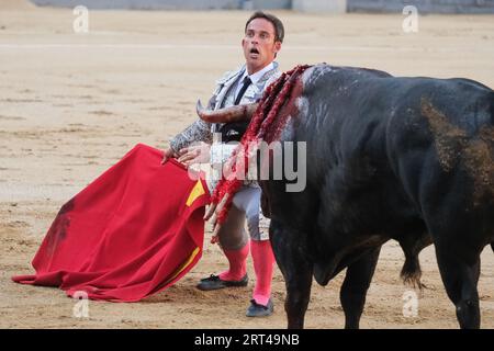 Madrid, Spanien. September 2023. Der Stierkämpfer Paco Ramos während des Stierkampfes von Corrida de Toros auf der Plaza de las Ventas in Madrid, 10. September 2023 Spanien (Foto: Oscar Gonzalez/SIPA USA) (Foto: Oscar Gonzalez/SIPA USA) Kredit: SIPA USA/Alamy Live News Stockfoto