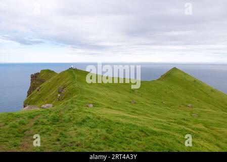 KALLUR Ligthouse auf Kalsoy Island, Färöer Inseln Stockfoto