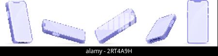 Rendern Sie das Smartphone-Modell. 3D kreatives Smartphone leere Bildschirme minimales Design, bunte Handydarstellung verschiedene Ansichten Handy-Displays Rahmen, Vektorillustration des Handy-Displays Stock Vektor
