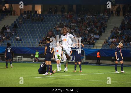 Troyes, Frankreich. September 2023. Melchie Dumornay (6) von OL in Aktion während der trophée des Champions zwischen Olympique Lyonnais und Paris Saint Germain im Stade de l'aube in Troyes, Frankreich. (Pauline FIGUET/SPP) Credit: SPP Sport Press Photo. Alamy Live News Stockfoto