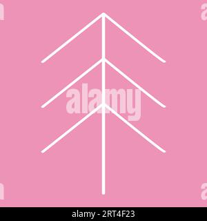 Vereinfachte Weihnachtsbaum- oder Kiefernsilhouette auf rosa, Winterferien Designelement, Vektorillustration Stock Vektor