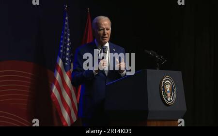 Hanoi, Vietnam. September 2023. US-Präsident Joe Biden spricht auf einer Pressekonferenz in Hanoi am ersten Tag eines Besuchs in Vietnam am 10. September 2023, Foto vom Weißen Haus/Credit: UPI/Alamy Live News Stockfoto