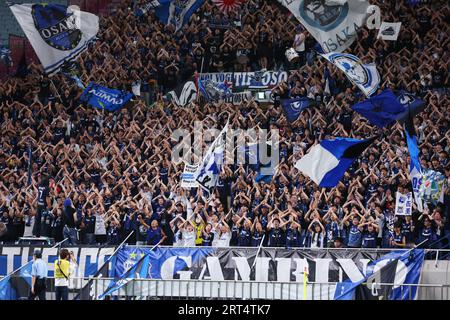 Saitama, Japan. September 2023. Gamba Osaka Fans Fußball/Fußball : 2023 J. League YBC Levain Cup Viertelfinale zwischen Urawa Red Diamonds 3-0 Gamba Osaka im Saitama Stadium 2002 in Saitama, Japan. Quelle: Naoki Morita/AFLO SPORT/Alamy Live News Stockfoto