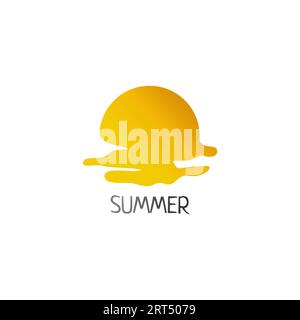 Sun-Logo mit halb geschmolzenem Wasser. Stock Vektor