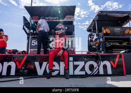 Monterey, KALIFORNIEN, USA. September 2023. Der INDYCAR-Fahrer WILL POWER (12) aus Toowoomba, Australien, bereitet sich auf das Training für den Firestone Grand Prix von Monterey auf dem WeatherTech Raceway Laguna Seca in Monterey, KALIFORNIEN, vor. (Bild: © Walter G Arce SR Grindstone Medi/ASP) NUR REDAKTIONELLE VERWENDUNG! Nicht für kommerzielle ZWECKE! Stockfoto