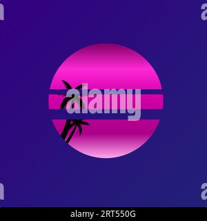 Isolierter Hintergrund mit Palmen-Logo im Retro-Stil. Vektorsymboldesign. Naturkonzept Stock Vektor