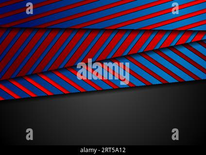 Blaues, rotes Bürodesign. Abstrakter technischer Hintergrund mit 3D-Papierstreifen. Vector Modern Illustrationsvorlage Stock Vektor