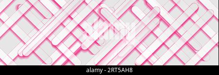 Rosafarbenes und weißes, abstraktes Design mit TECH-Grafik. Geometrischer Hintergrund des Unternehmens. Vektorillustration Stock Vektor