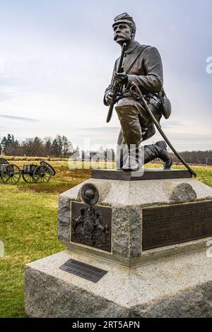 Erstes Pennsylvania Cavalry Memorial im Gettysburg National Military Park in Gettysburg, Pennsylvania. (USA) Stockfoto