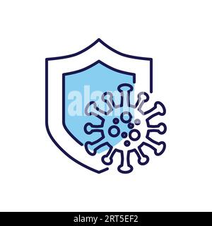 Vektorsymbol für Coronavirus-Schutz. Shield schützt vor Coronavirus. Coronavirus-Schutzschild. Isoliert auf weißem Hintergrund. Editierbar V Stock Vektor