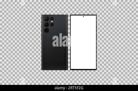 Realisitc Vektortelefon schwarzes Farbmodell auf transparentem Hintergrund Stock Vektor