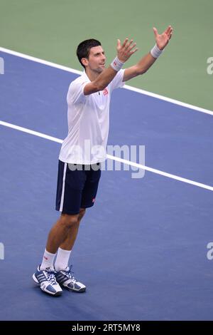 Queens, Vereinigte Staaten Von Amerika. September 2016. NEW YORK, NY - 09. SEPTEMBER: Novak Djokovic am 12. Tag der 2016 US Open im USTA Billie Jean King National Tennis Center am 9. September 2016 in der Flushing Nachbarschaft des Queens Stadtteils von New York City Menschen: Novak Djokovic Kredit: Storms Media Group/Alamy Live News Stockfoto