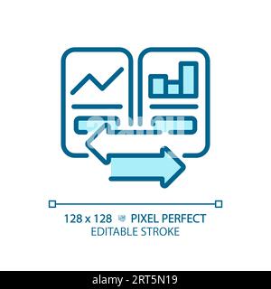 Symbol für 2D-Vergleiche mit dünnen Linien und blauen Diagrammen Stock Vektor