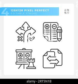 Pixel Perfect Black Vergleiche mit Zeilensymbolen festgelegt Stock Vektor