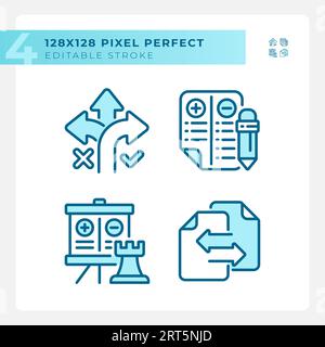 Pixel Perfect Blue Vergleiche Symbole gesetzt Stock Vektor