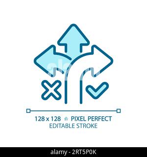 2D-anpassbares, blaues Symbol für die richtige Richtung mit dünnen Linien Stock Vektor