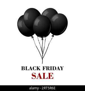 Black friday-Angebot. Hintergrund mit schwarz glänzenden Ballons. Stock Vektor