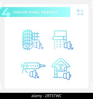 Pixel Perfect Soundproof Gradient Icons Pack Stock Vektor