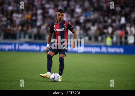 Dan Ndoye (Bologna FC) während des Fußballspiels der Serie A zwischen Juventus FC und Bologna im Allianz Stadion am 27. August 2023 in Turin Stockfoto