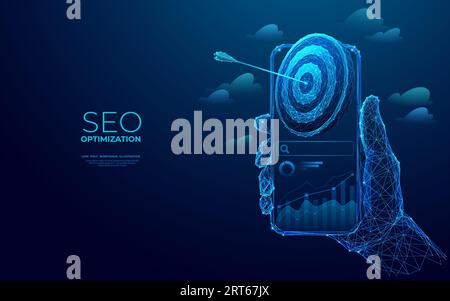 Geschäftsziel mit Pfeil in einem Bullseye auf dem Smartphone-Bildschirm. Stock Vektor