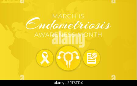 März ist Endometriose Awareness Month Hintergrund Illustration Stock Vektor