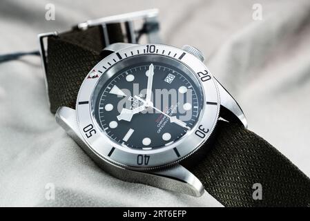 Tudor Heritage Black Bay Steel Stockfoto