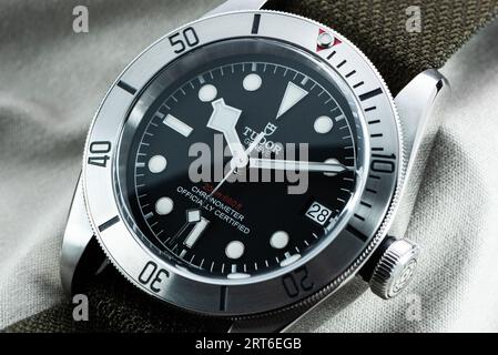 Tudor Heritage Black Bay Steel Stockfoto