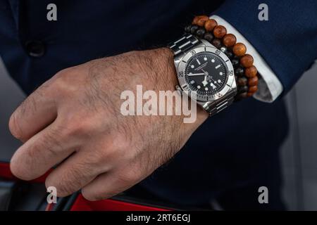 Tudor Heritage Black Bay Steel Stockfoto