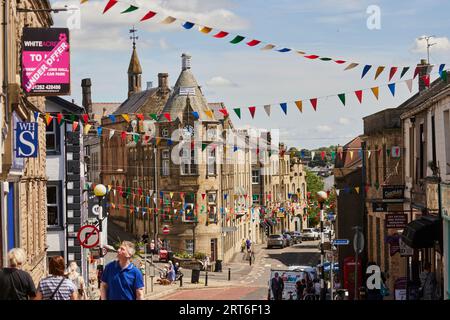 Clitheroe Stadtzentrum und Bibliothek in Lancashire Stockfoto