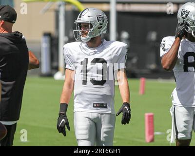 Der Las Vegas Raider Hunter Renfrow auf dem Trainingsfeld des Teams in Las Vegas. Stockfoto