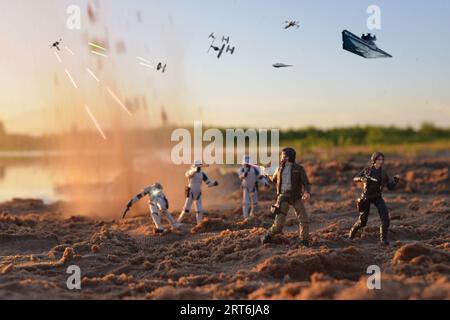 fotografía de juguetes con figuras de Acción de la saga de Starwars Stockfoto