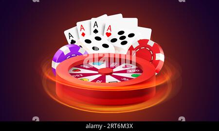 Rad des Glücks oder des Glücks. Farbenfrohes Spielrad. Online-Casino. Banner für Internet-Casino. Big-Win-Konzept. Vektorillustration Stock Vektor
