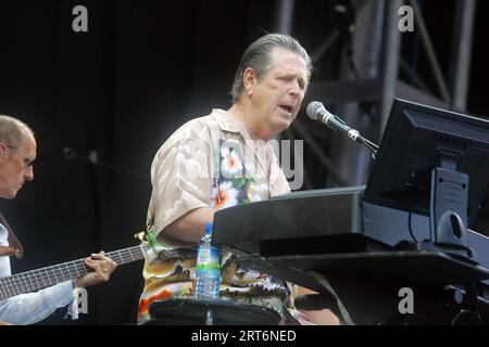 Brian Wilson tritt beim Glastonbury Festival 2005 auf Stockfoto