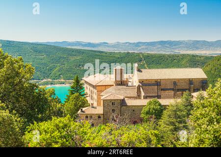 Blick auf Monasterio de Leyre in Yesa, Navarra, Spanien Stockfoto