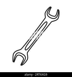 Schraubenschlüsselsymbol. Symbolvektor im linearen Stil reparieren. Stock Vektor
