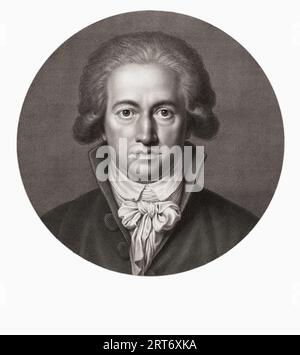 Johann Wolfgang von Goethe, 1749 – 1832. Deutscher Dichter, Schriftsteller, Dramatiker, Naturphilosoph, Diplomat und Beamter. Nach einem zeitgenössischen Druck. Stockfoto