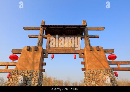 Yi County, China - 4. November 2017: Architektonische Landschaft der Wasserstadt Taihang，Yi County, Provinz Hebei, China Stockfoto