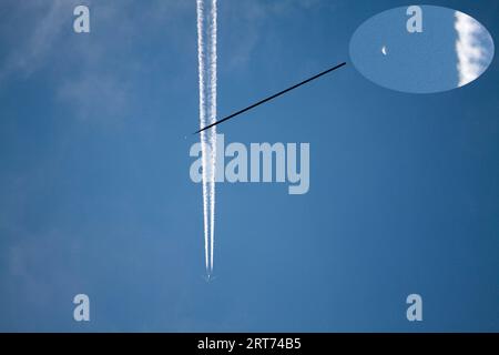 Das Flugobjekt übernahm Hook Norton Oxfordshire England. September 2023. Quelle: MELVIN GREEN / Alamy Live News. Stockfoto