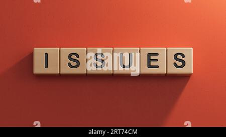 GIBT Text auf Holzwürfeln aus.3D-Rendering auf rotem Hintergrund AUS. Stockfoto