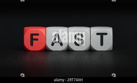 Das Akronym 'fast' ist, wird als Eselsbrücke eine Person, einen Anschlag zu helfen. 'FAST' steht für 'Gesicht hängend', 'arm Schwäche', 'Speech Schwierigkeiten" ein Stockfoto