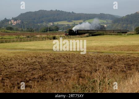 Auf der West Somerset Railway zwischen Minehead und Dunster. Exmoor-Nationalpark. Stockfoto