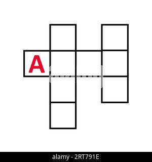 Lineares Kreuzworträtsel-Symbol. Wortpuzzle. Quiz. Mentale Bewegung. Konturvektorsymbol. Stock Vektor