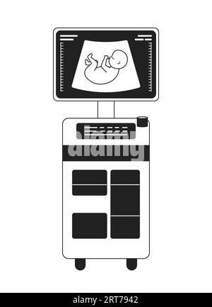 Ultraschalldiagnostik-Gerät monochrom flacher Vektorgegenstand Stock Vektor
